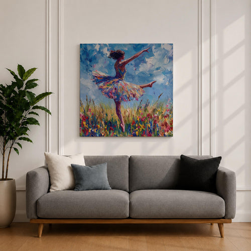 Ballet Wall Art Ballerina Framed Canvas Dance Performance Impasto Stage Theater Studio Decor