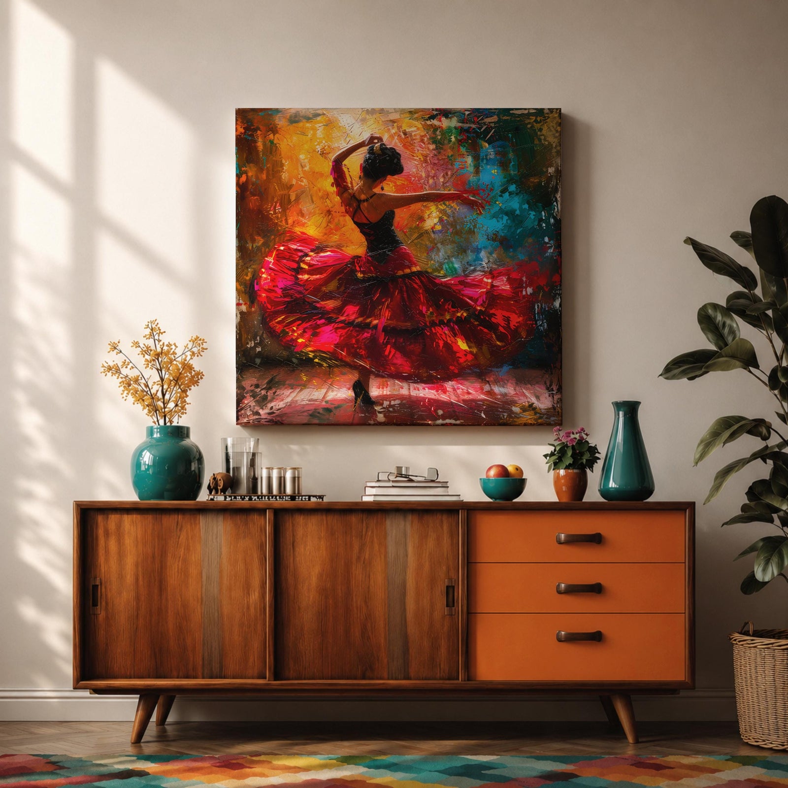 Flamenco Spanish Wall Art Latin Dance Abstract Modern Gift Living Room Home Decor