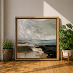 Seascape Wall Art Coastal Shore Framed Canvas Beach Ocean Minimalist Rustic Home Decor