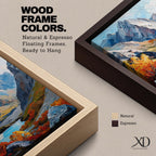 Autumn Mountain Wall Art Fall Scenery Framed Canvas Impasto Landscape Rustic Cabin Home Decor