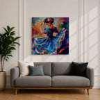 Mexican Folkloric Dancer Wall Art Ballet Folklórico Framed Canvas Cultural Fiesta Home Decor