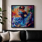 Mexican Folkloric Dancer Wall Art Ballet Folklórico Framed Canvas Cultural Fiesta Home Decor