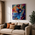 Mexican Folkloric Dancer Wall Art Ballet Folklórico Framed Canvas Cultural Fiesta Home Decor