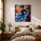 Mexican Folkloric Dancer Wall Art Ballet Folklórico Framed Canvas Cultural Fiesta Home Decor