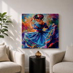Mexican Folkloric Dancer Wall Art Ballet Folklórico Framed Canvas Cultural Fiesta Home Decor