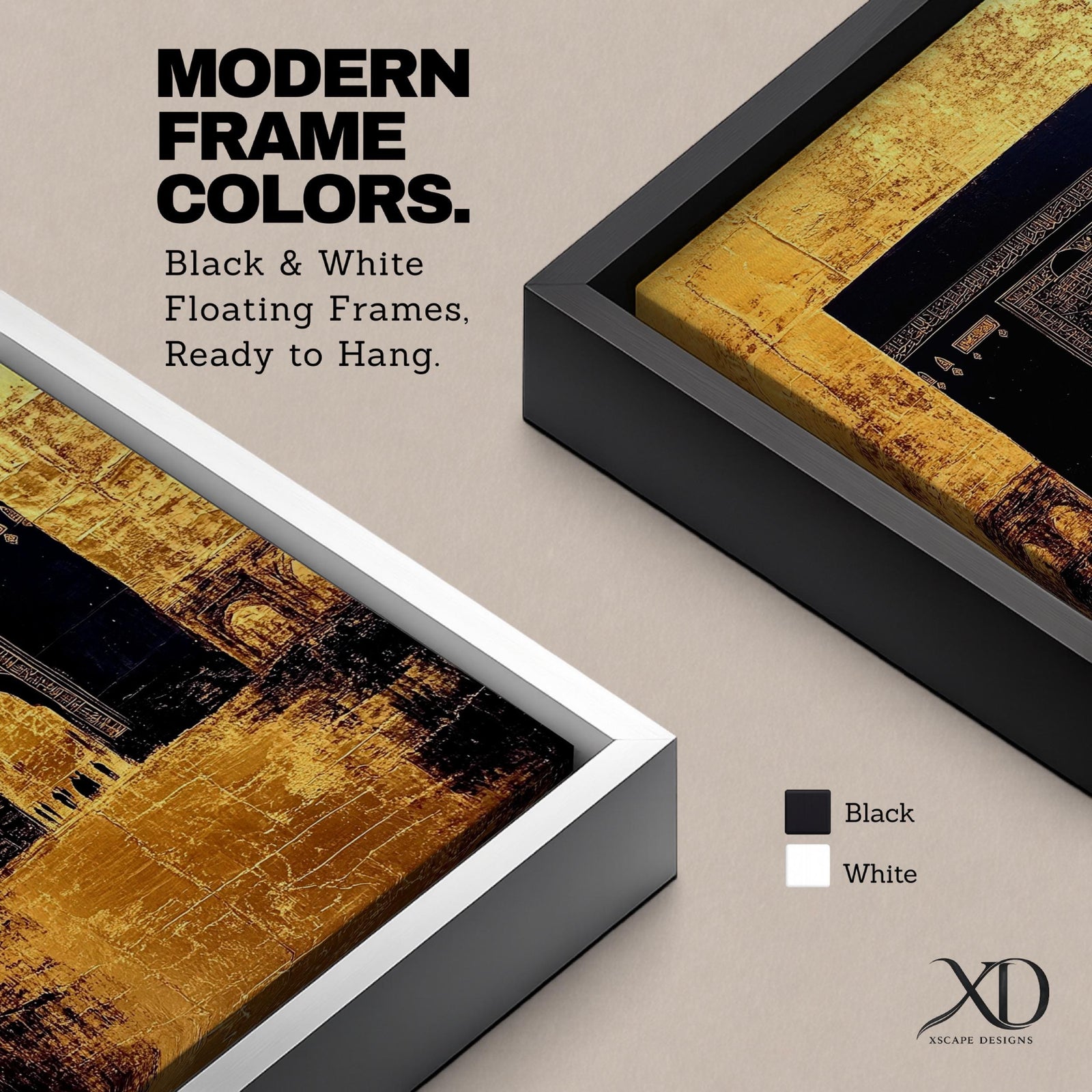 Kaaba wall art featuring the sacred Kaaba doorway at Masjid al-Haram in Mecca with a gold textured background. Islamic artwork highlighting the ornate arch entrance of the holy mosque. Framed canvas Islamic decor inspired by the spiritual beauty of the Kaaba.