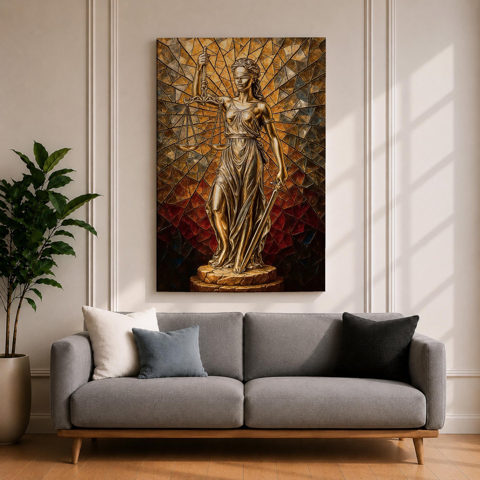 Lady Justice Legal Symbol Wall Art Justitia Stained Glass Gift Law Office Home Decor