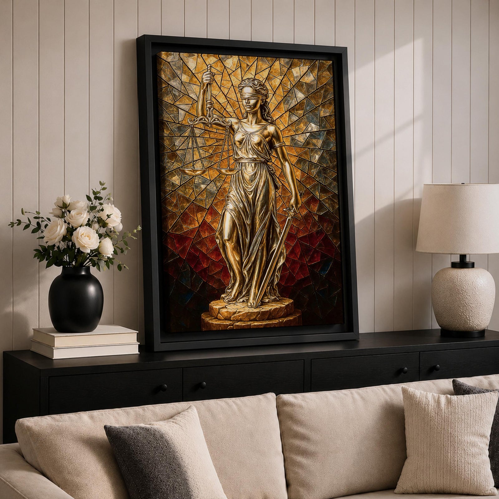 Lady Justice Legal Symbol Wall Art Justitia Stained Glass Gift Law Office Home Decor