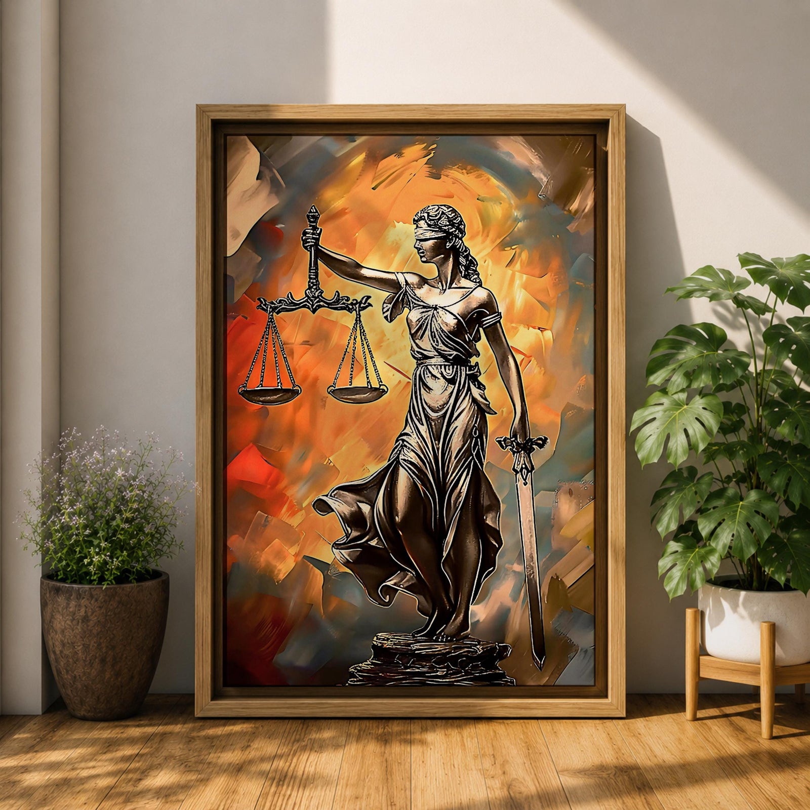 Lady Justice Legal Symbol Wall Art Justitia Abstract Gift Courtroom Law Office Home Decor