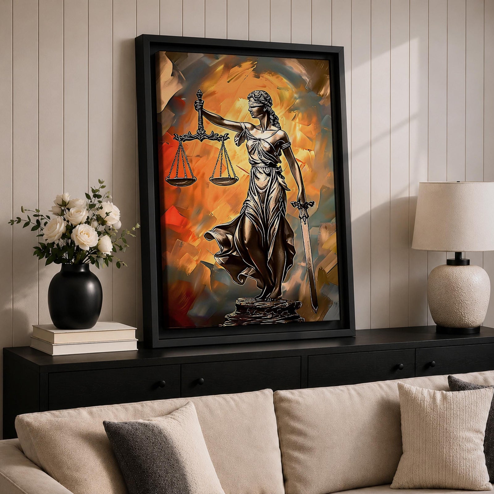 Lady Justice Legal Symbol Wall Art Justitia Abstract Gift Courtroom Law Office Home Decor