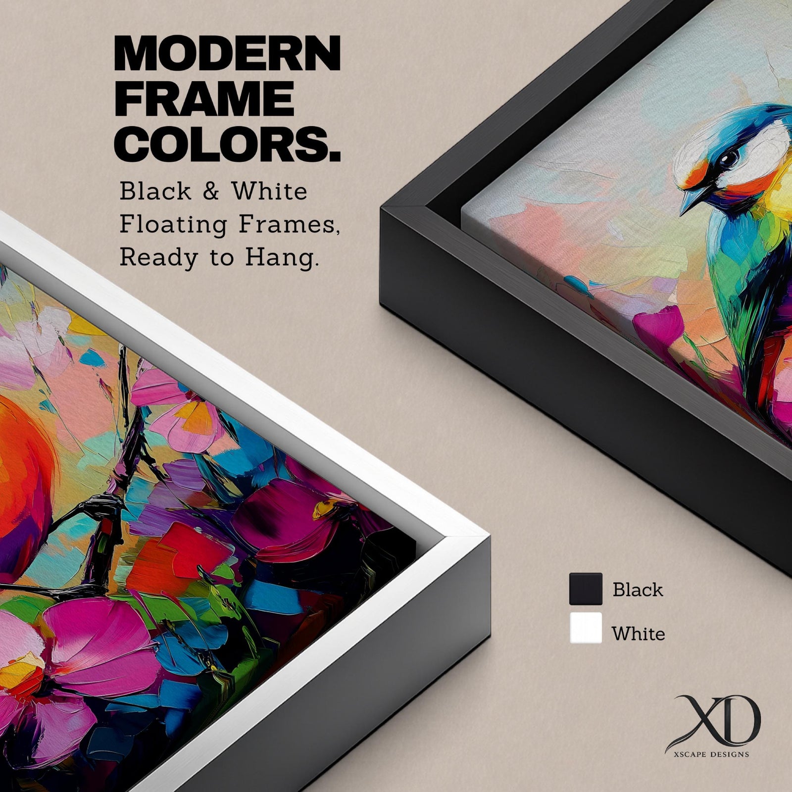 A vibrant colorful bird perched on a branch surrounded by large pink flowers, rendered in a bright, painterly style with bold, smooth brush strokes and rich color contrasts, emphasizing the natural beauty of the bird and floral elements in a lively composition.