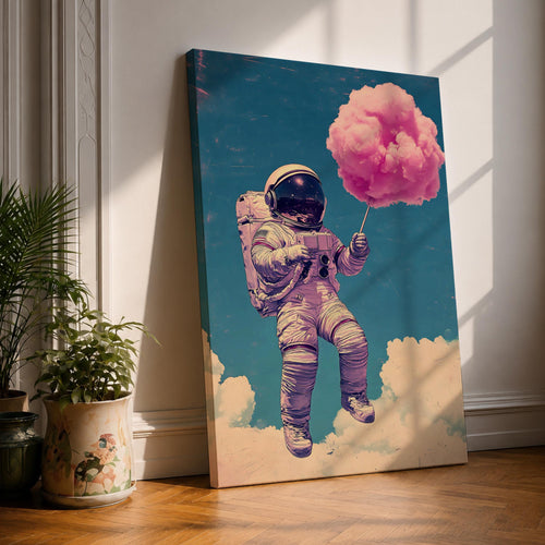 Astronaut Space Wall Art Cotton Candy Fantasy Gift Cloud Kids Nursery Room Home Decor