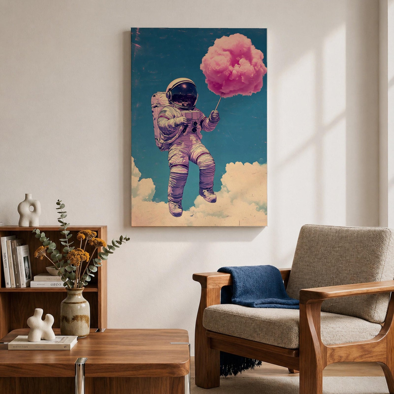 Astronaut Space Wall Art Cotton Candy Fantasy Gift Cloud Kids Nursery Room Home Decor