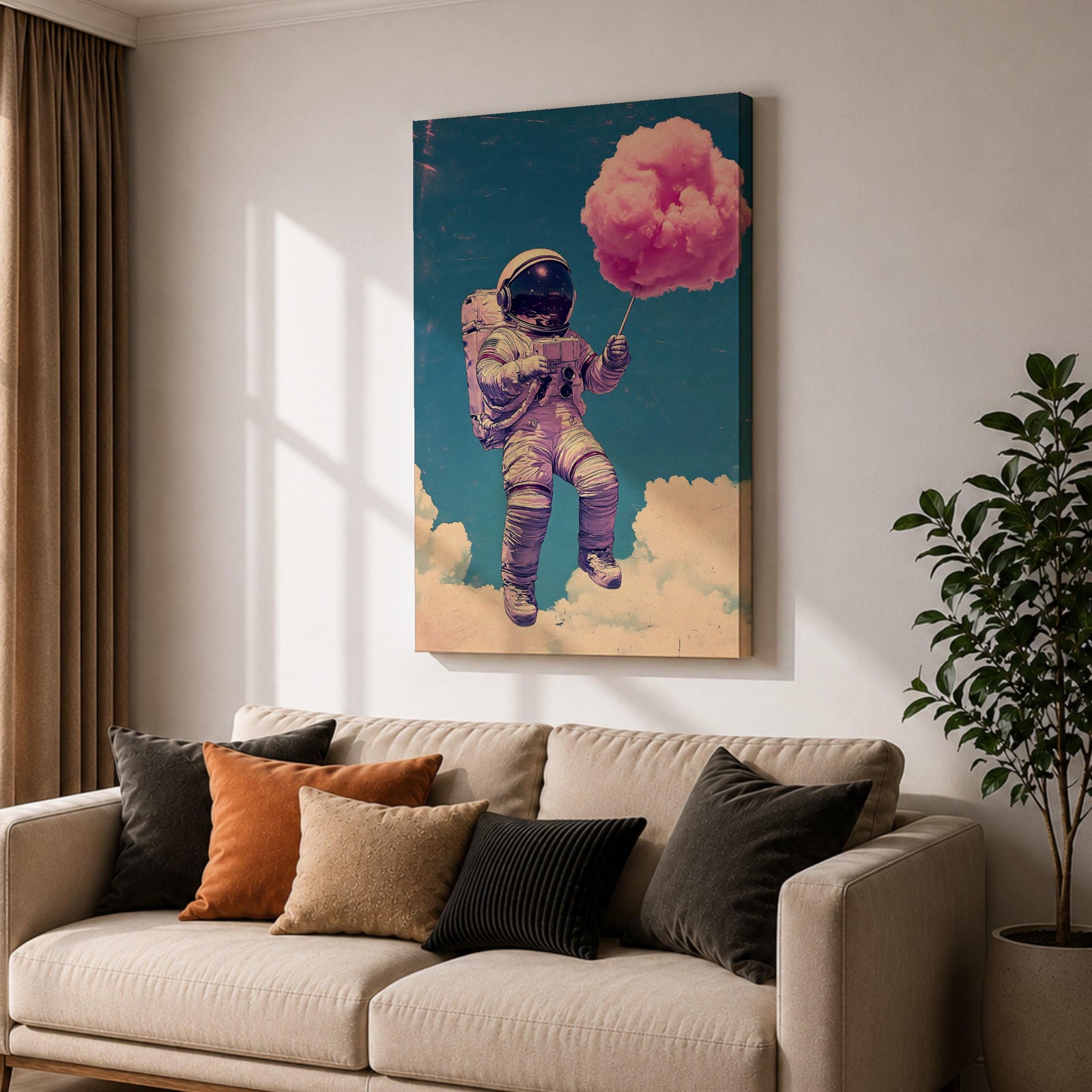 Astronaut Space Wall Art Cotton Candy Fantasy Gift Cloud Kids Nursery Room Home Decor