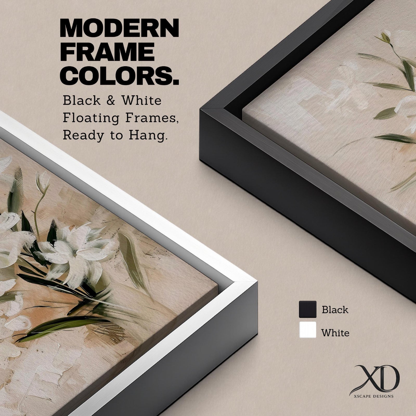 A framed watercolor painting of white lilies arranged in a vase, featuring soft brush strokes and delicate green leaves. The floral composition highlights the natural elegance of Easter lilies with a botanical and cottagecore aesthetic.