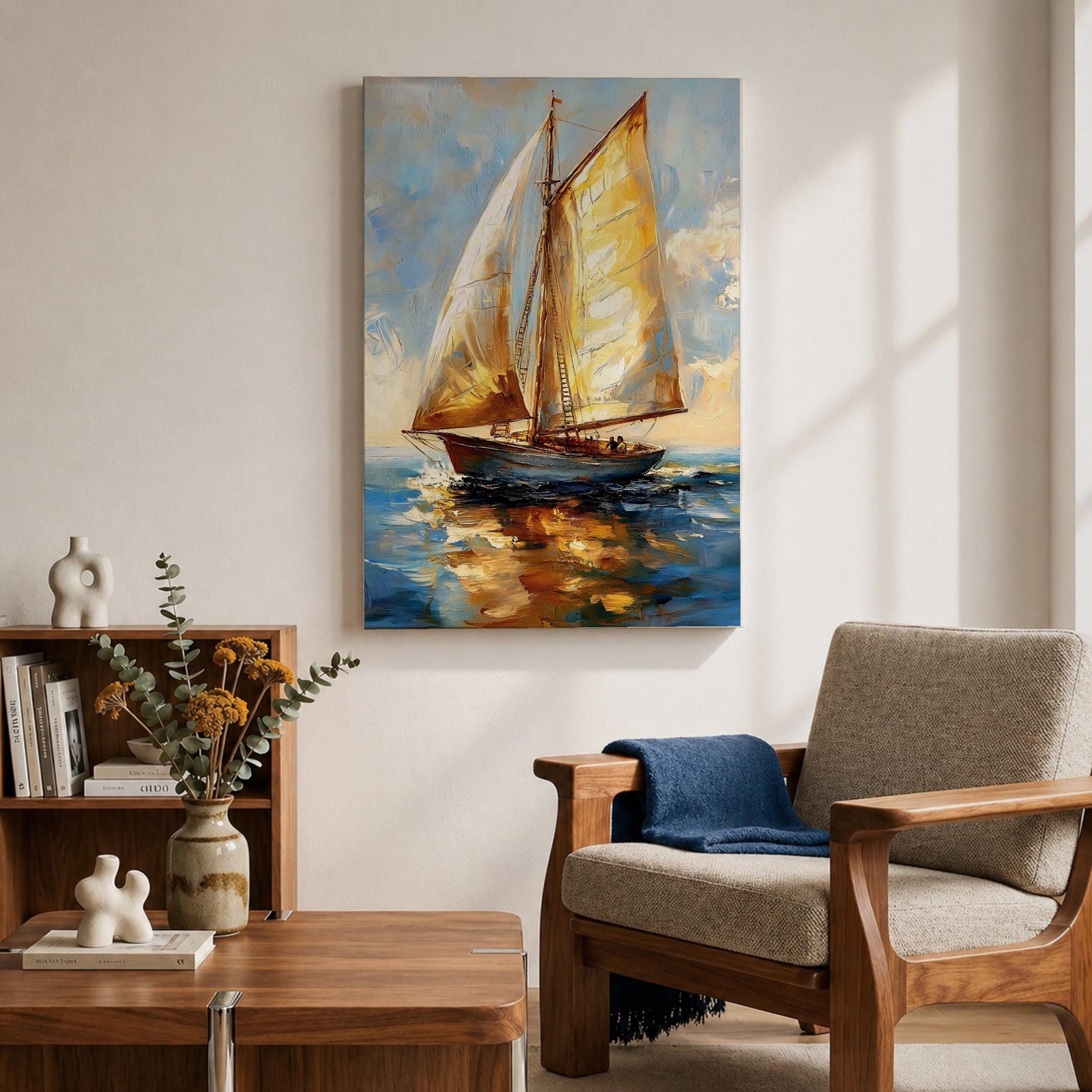 Sailing Boat Nautical Ocean Coastal Wall Art Sailboat Maritime Gift Living Room Home Decor