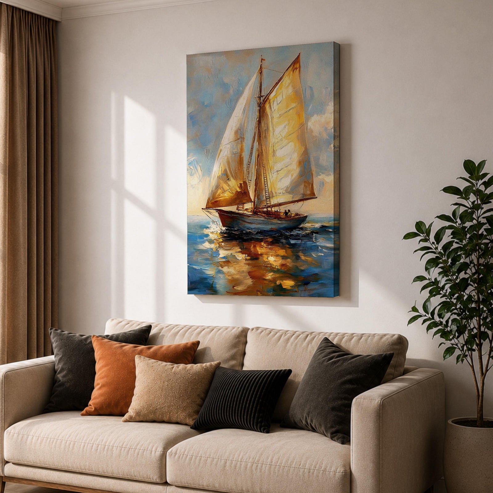 Sailing Boat Nautical Ocean Coastal Wall Art Sailboat Maritime Gift Living Room Home Decor