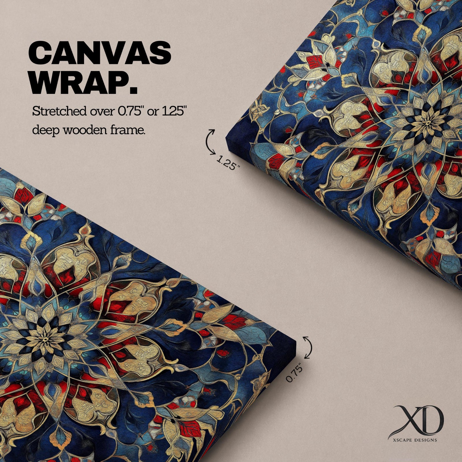 Intricate Islamic geometric mandala pattern featuring symmetrical arabesque floral motifs in deep blue, gold, and red tones arranged in a radial mosaic design, creating an ornate ornamental pattern inspired by traditional Islamic tilework and decorative architecture.