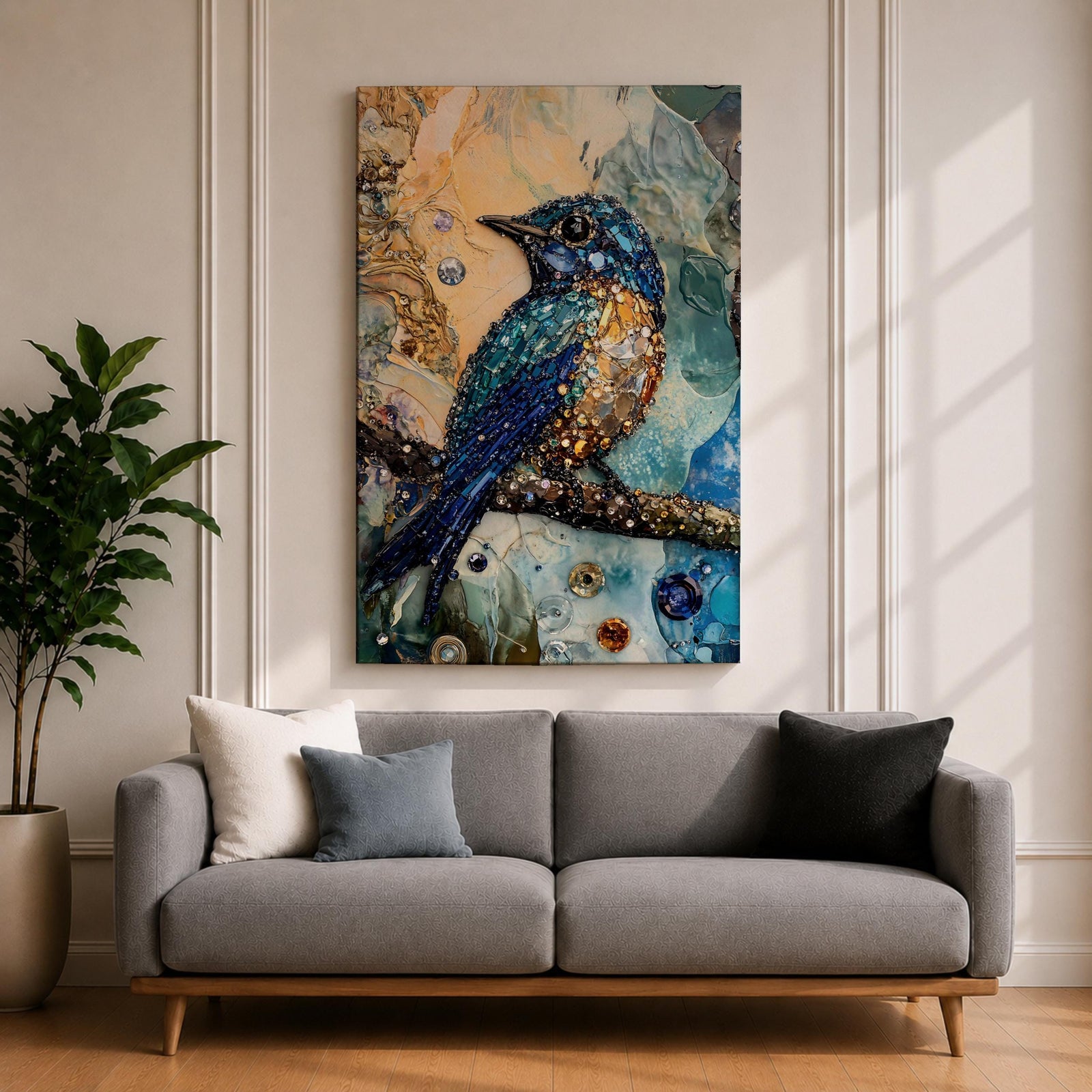 Kingfisher Bird Wall Art Wildlife Nature Halcyon King Mosaic Gift Living Room Home Decor