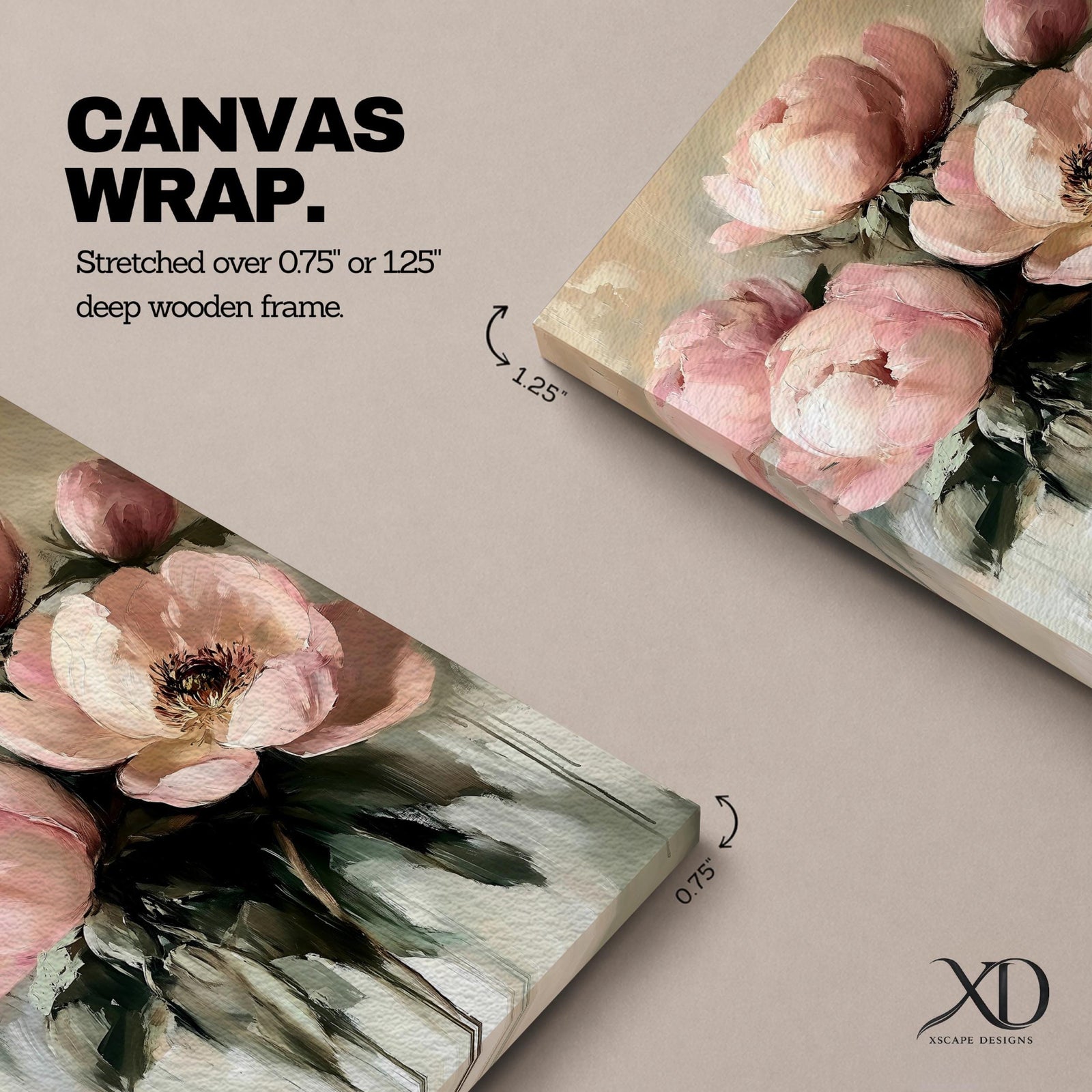 A framed watercolor painting of a peony bouquet featuring soft pink blooms with lush green leaves. The floral arrangement is rendered in a vintage botanical style with delicate brush strokes and subtle shading, capturing the natural beauty and texture of the flowers against a muted background.