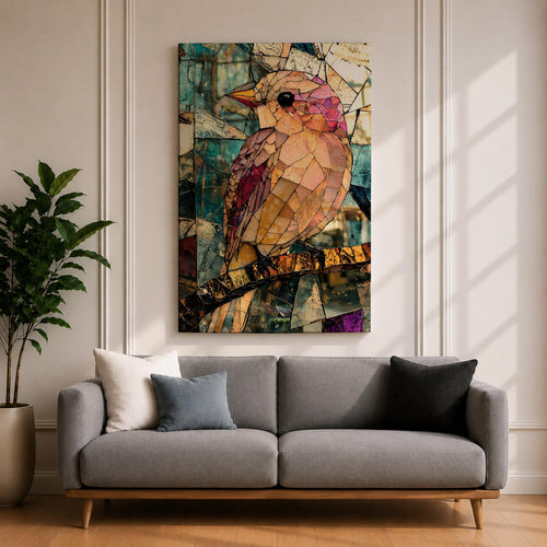 Bird Wild Wall Art Songbird Branch Stained Glass Nature Gift Living Room Home Decor