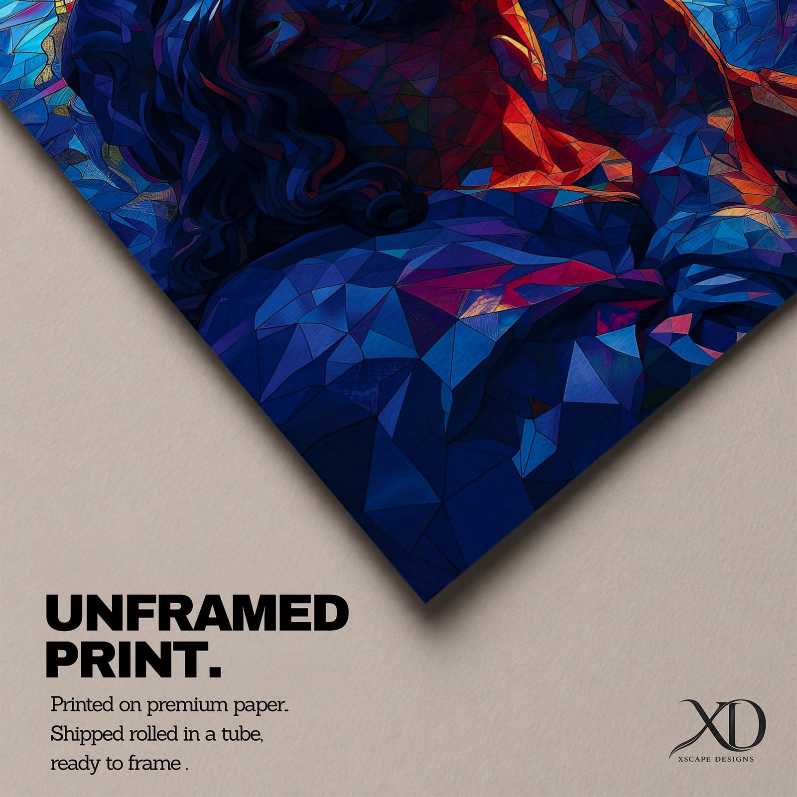 Modern stained glass style illustration of Jesus Christ praying with hands clasped and head gently bowed, depicted with a soft halo and composed of luminous jewel toned glass segments forming radiant patterns, rendered with clean lines and glowing color in a contemporary biblical Christian devotional composition.