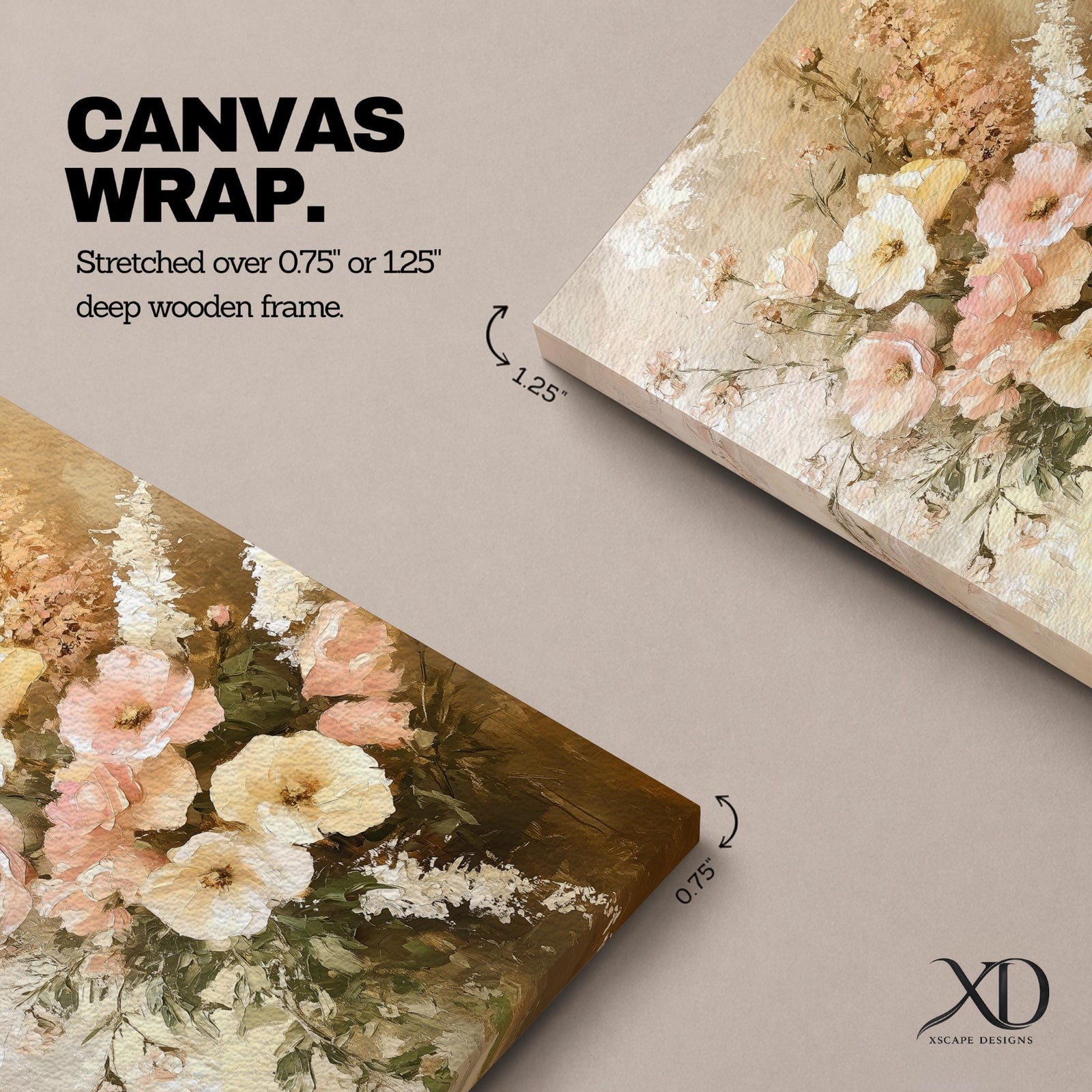 A vintage-style floral bouquet painting featuring soft pastel flowers including large blooms and delicate foliage arranged in a natural, rustic composition. The artwork has a textured, painterly quality with a warm, muted color palette emphasizing botanical beauty in a classic vintage style.