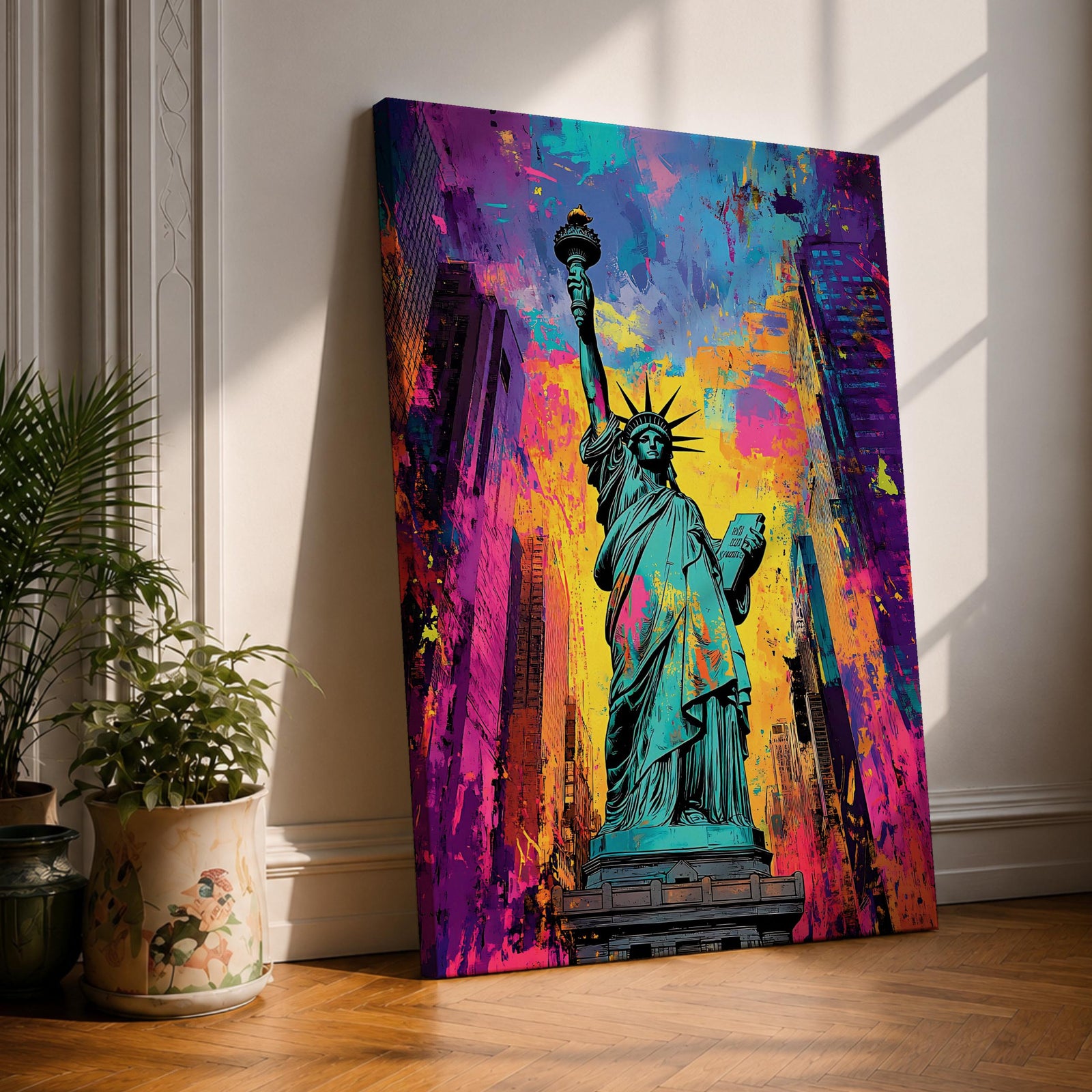 Statue Liberty American Monument Wall Art Lady Freedom Abstract Gift Living Room Home Decor