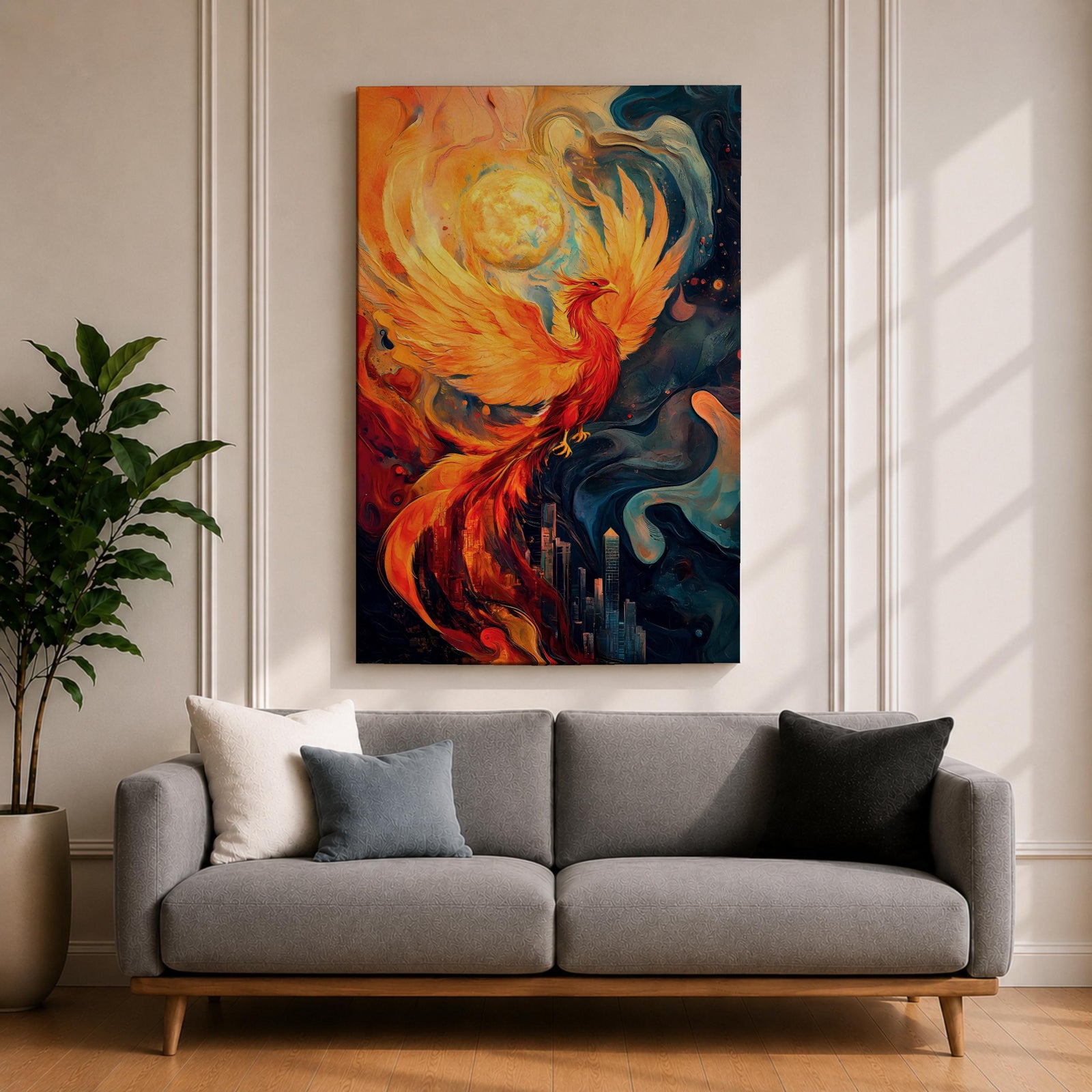 Phoenix Mythical Bird Wall Art Firebird Mythology Symbol Abstract Gift Living Room Home Decor