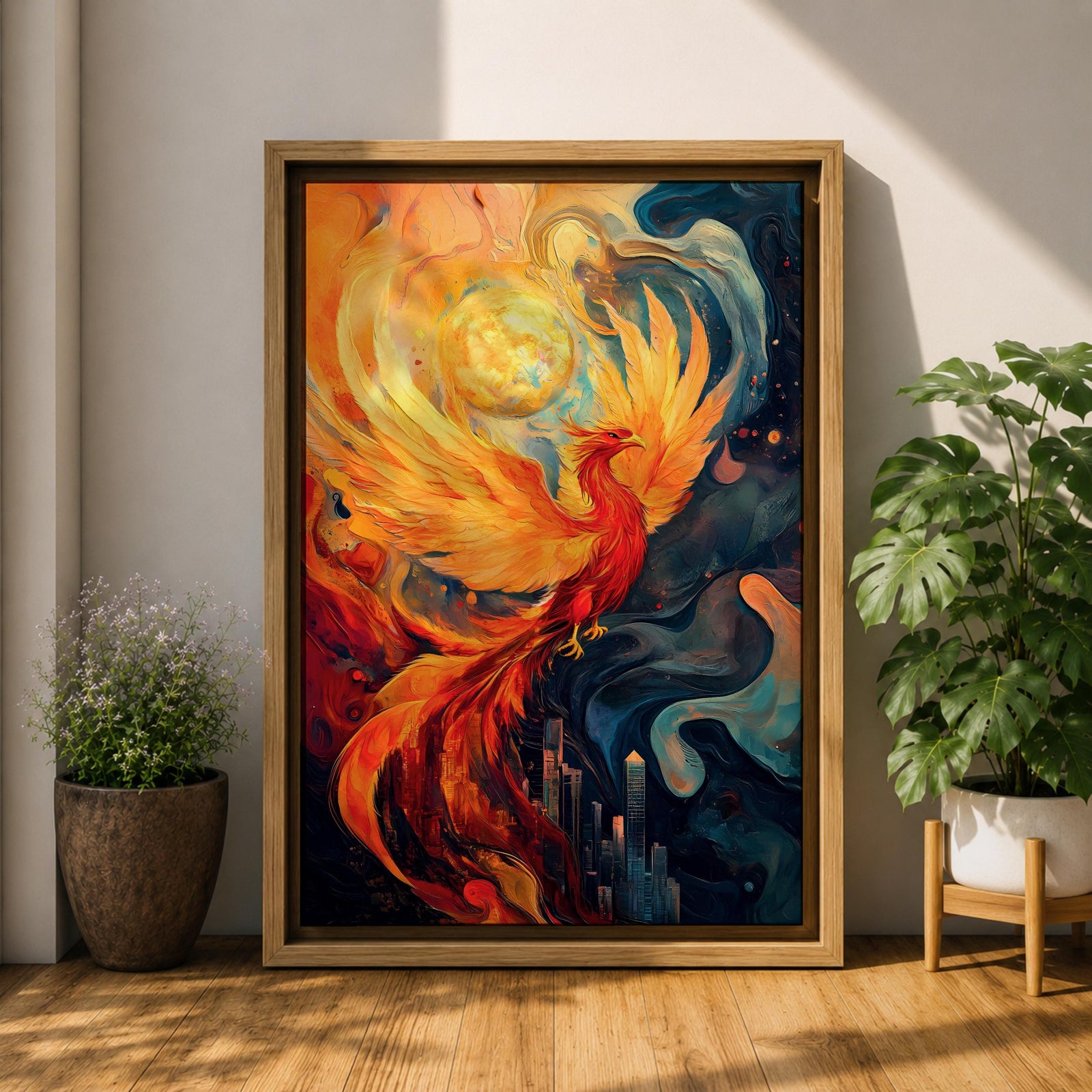 Phoenix Mythical Bird Wall Art Firebird Mythology Symbol Abstract Gift Living Room Home Decor