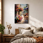 European Cafe Street Wall Art Mediterranean Floral Alley Gift Living Room Home Decor Travel