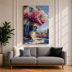Santorini Patio Wall Art Greek Island Bistro Floral Travel Gift Dining Room Home Decor