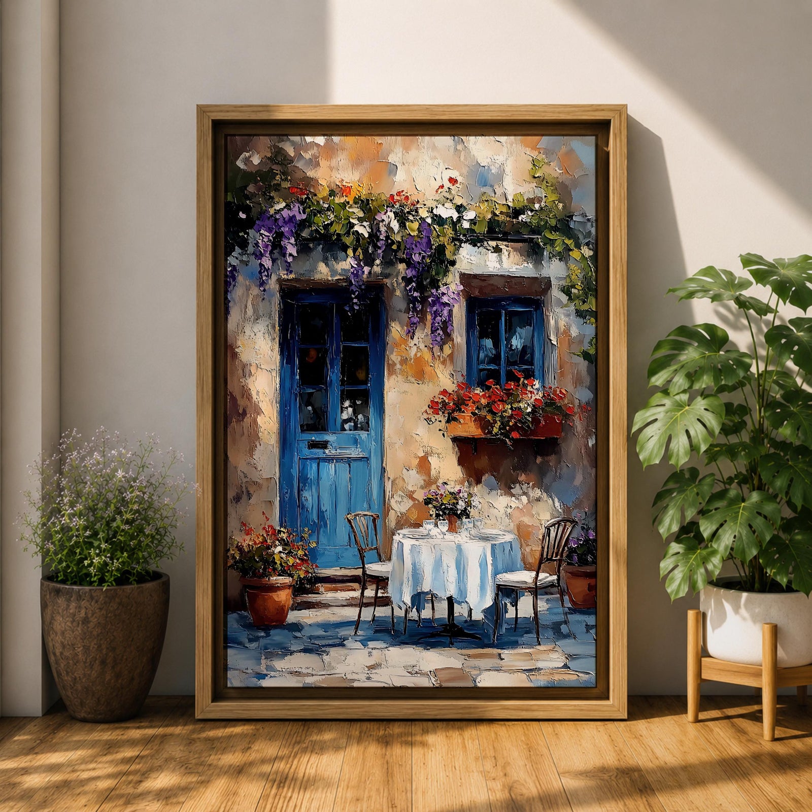 Cafe Patio Wall Art European Outdoor Bistro Floral Travel Gift Dining Room Home Decor