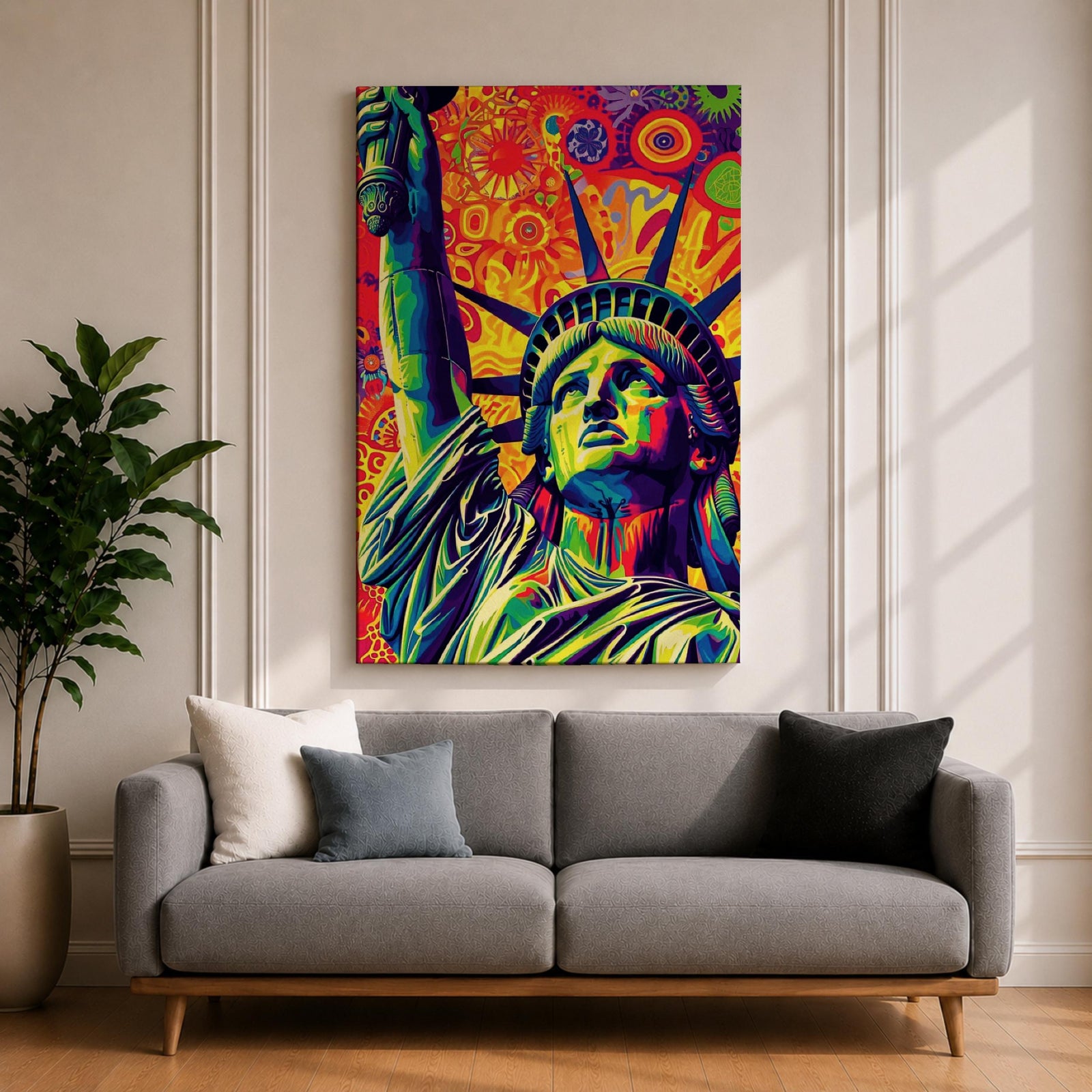 Statue Liberty American Wall Art Freedom Icon Patriotic Abstract Gift Living Room Home Decor