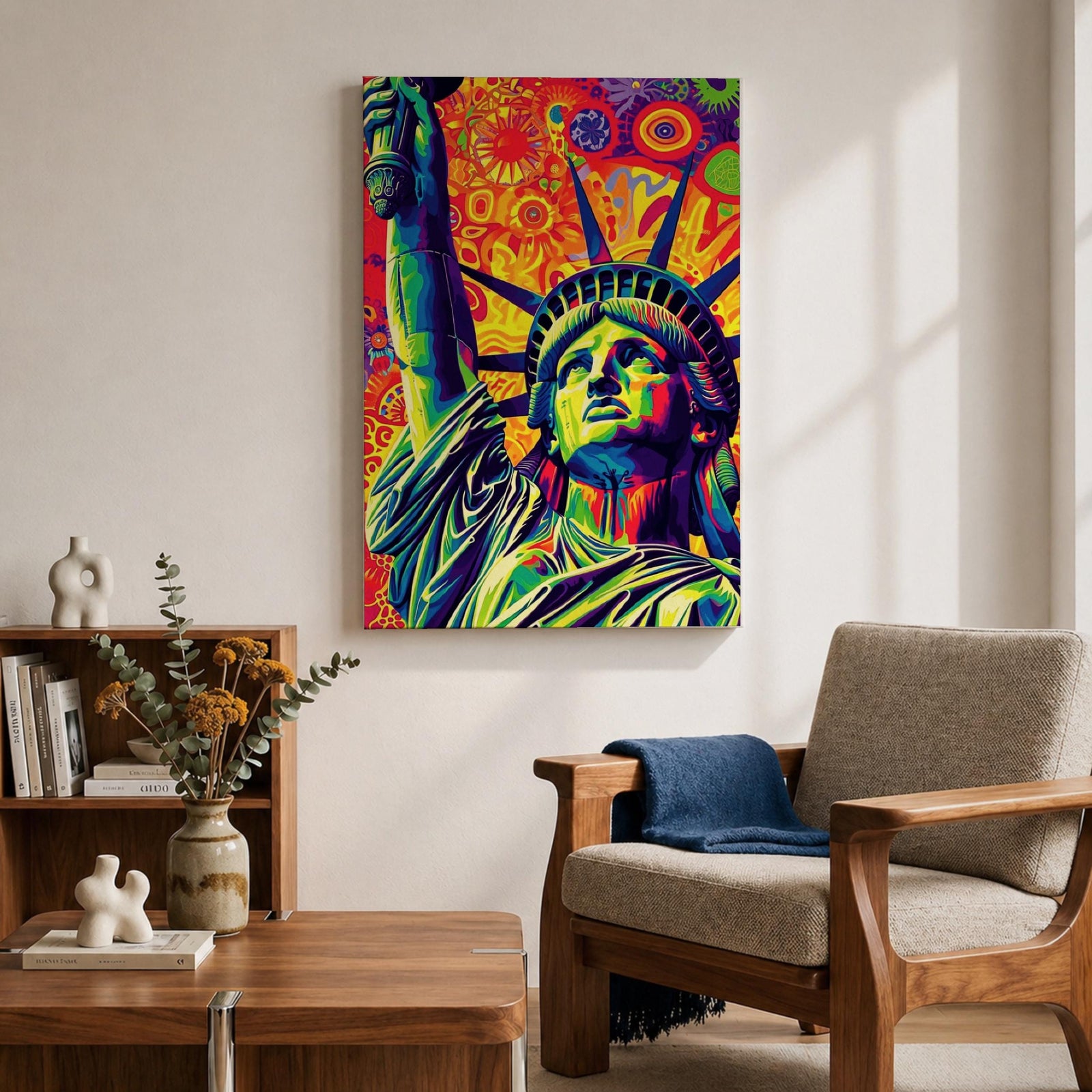Statue Liberty American Wall Art Freedom Icon Patriotic Abstract Gift Living Room Home Decor