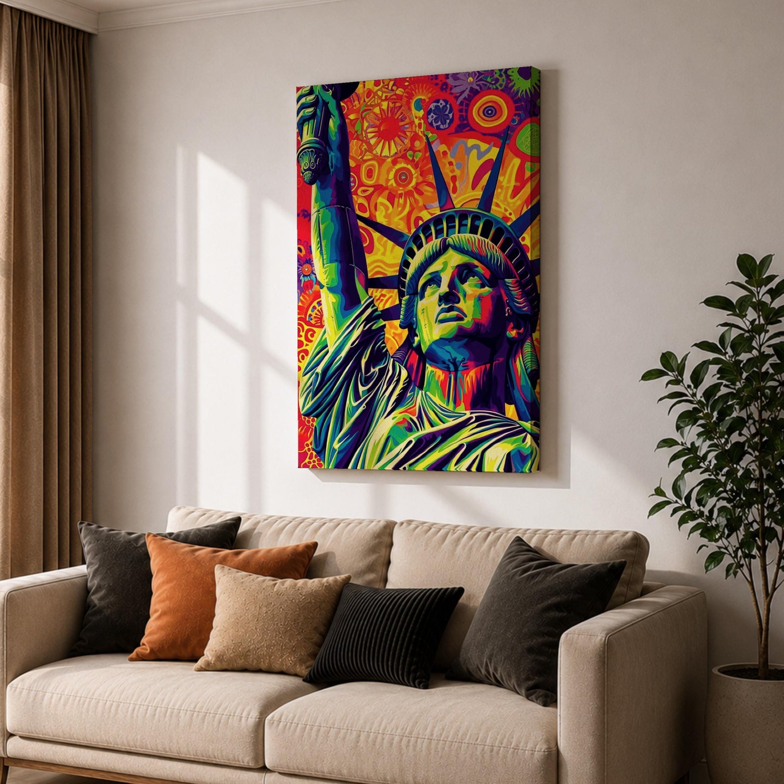 Statue Liberty American Wall Art Freedom Icon Patriotic Abstract Gift Living Room Home Decor