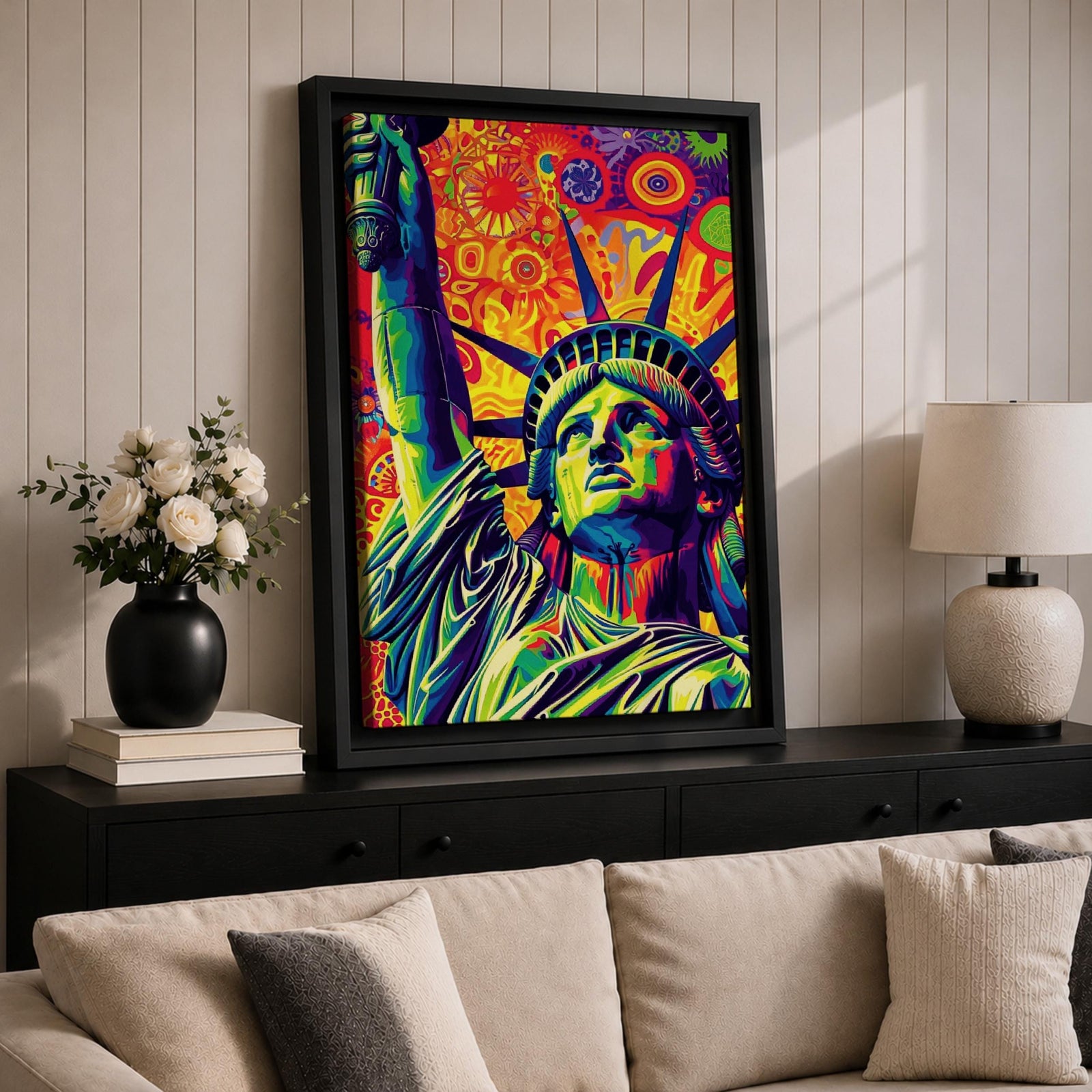 Statue Liberty American Wall Art Freedom Icon Patriotic Abstract Gift Living Room Home Decor