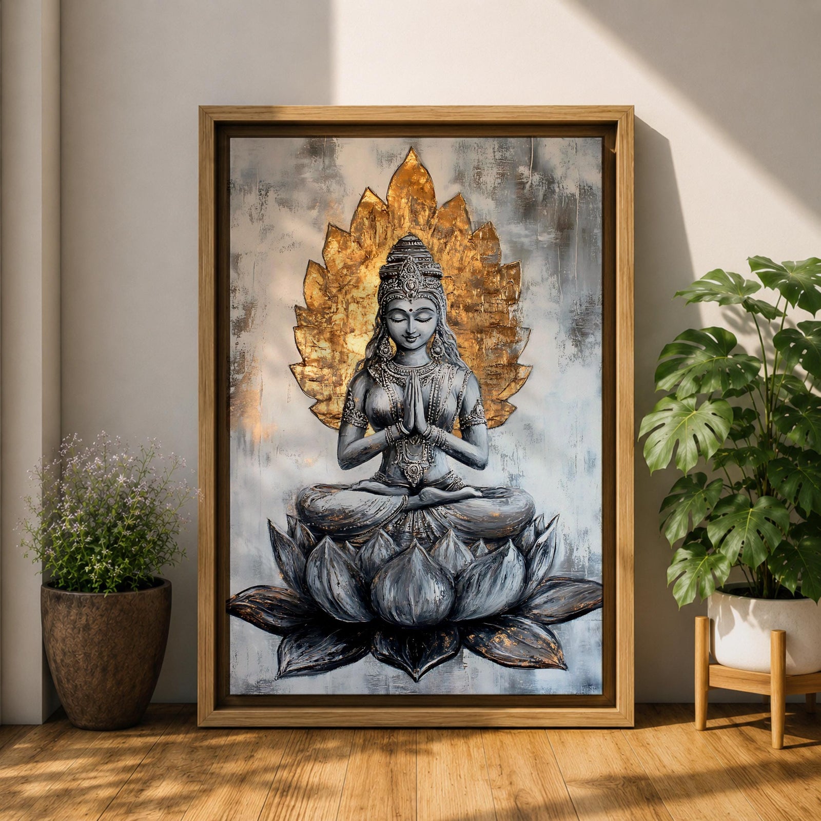 Lotus Buddha Wall Art Buddhist Deity Religious Gift Meditation Zen Room Home Decor Interior