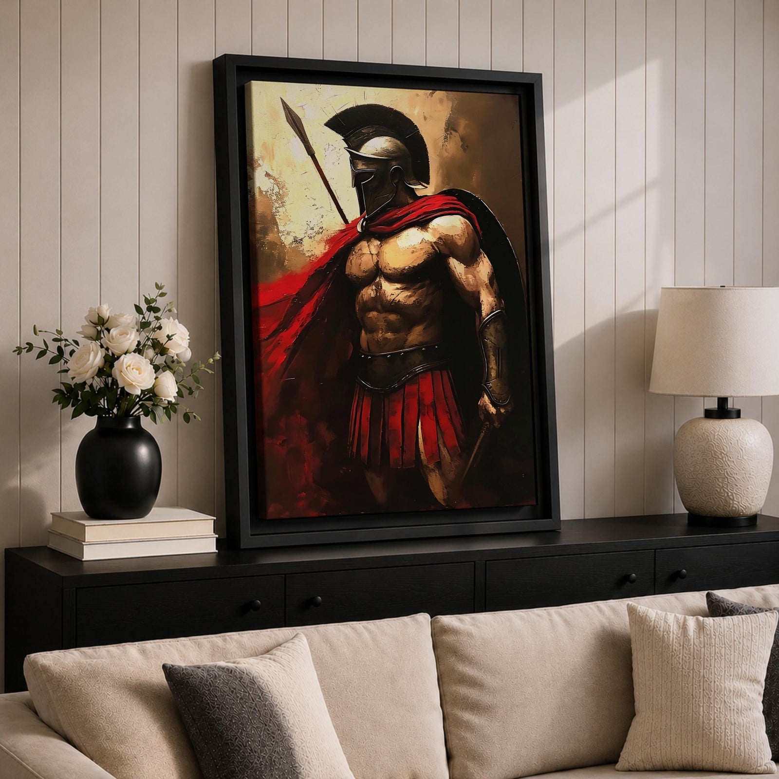 Spartan Warrior Greek Soldier Wall Art Hoplite Hero Historical Gift Living Room Home Decor