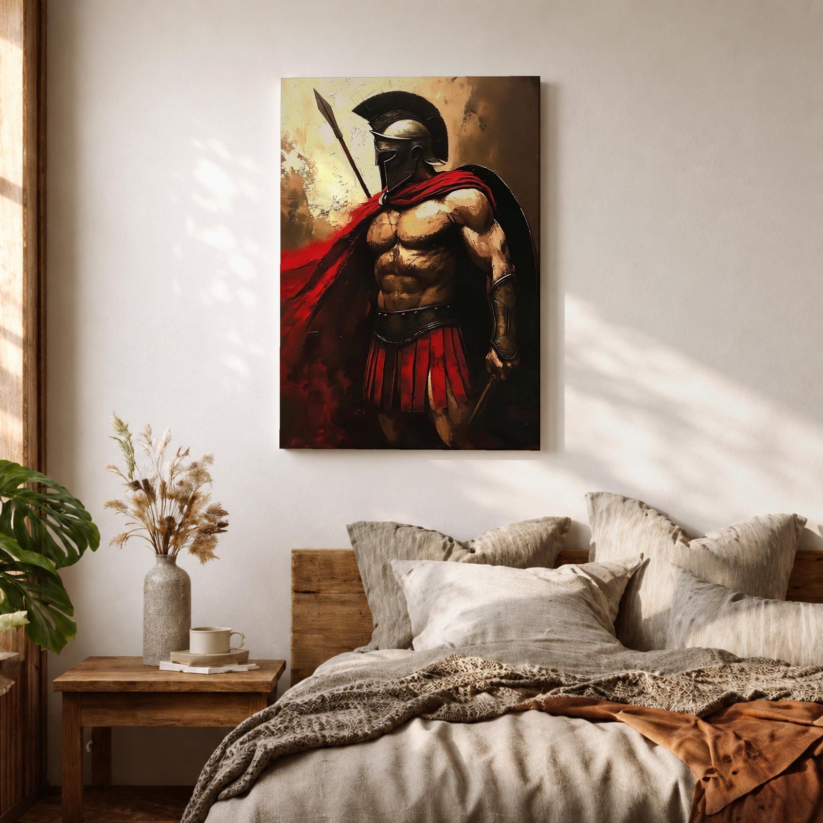 Spartan Warrior Greek Soldier Wall Art Hoplite Hero Historical Gift Living Room Home Decor