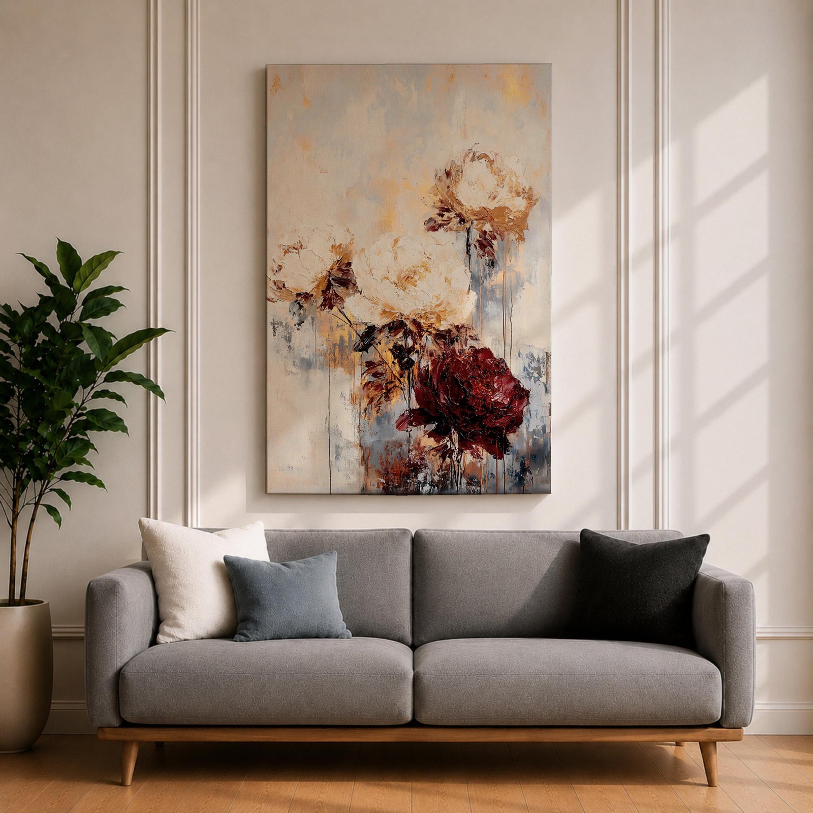 Peony Flowers Floral Wall Art Peonies Abstract Wedding Anniversary Gift Living Room Home Decor