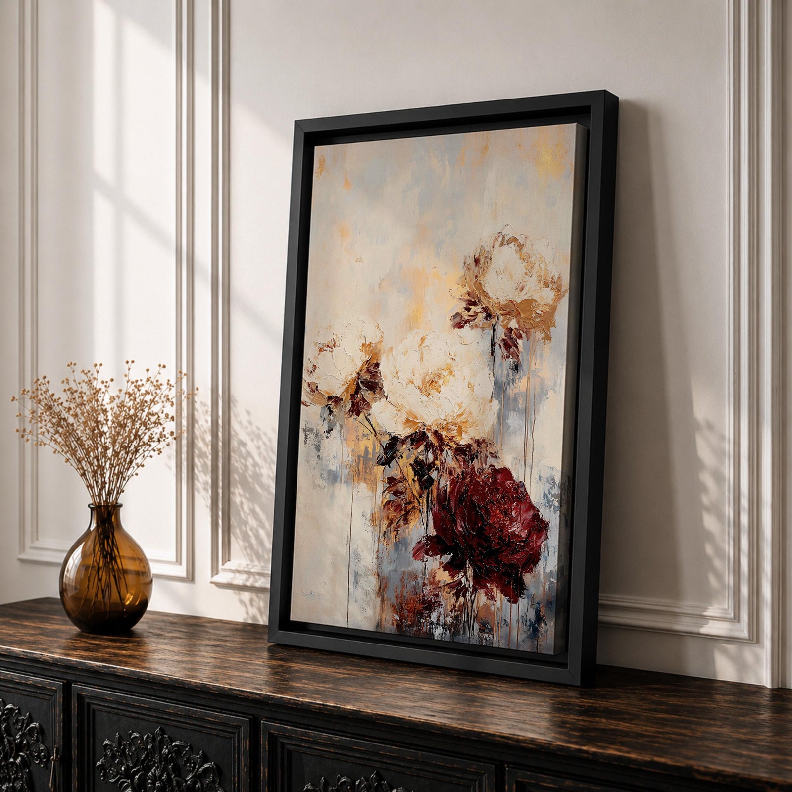 Peony Flowers Floral Wall Art Peonies Abstract Wedding Anniversary Gift Living Room Home Decor