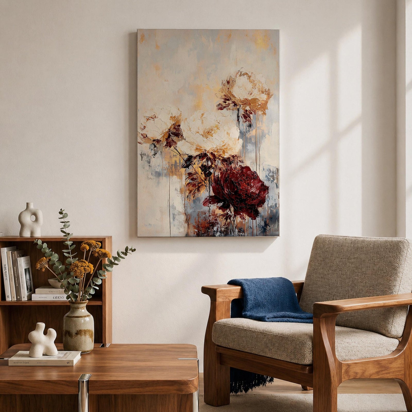 Peony Flowers Floral Wall Art Peonies Abstract Wedding Anniversary Gift Living Room Home Decor