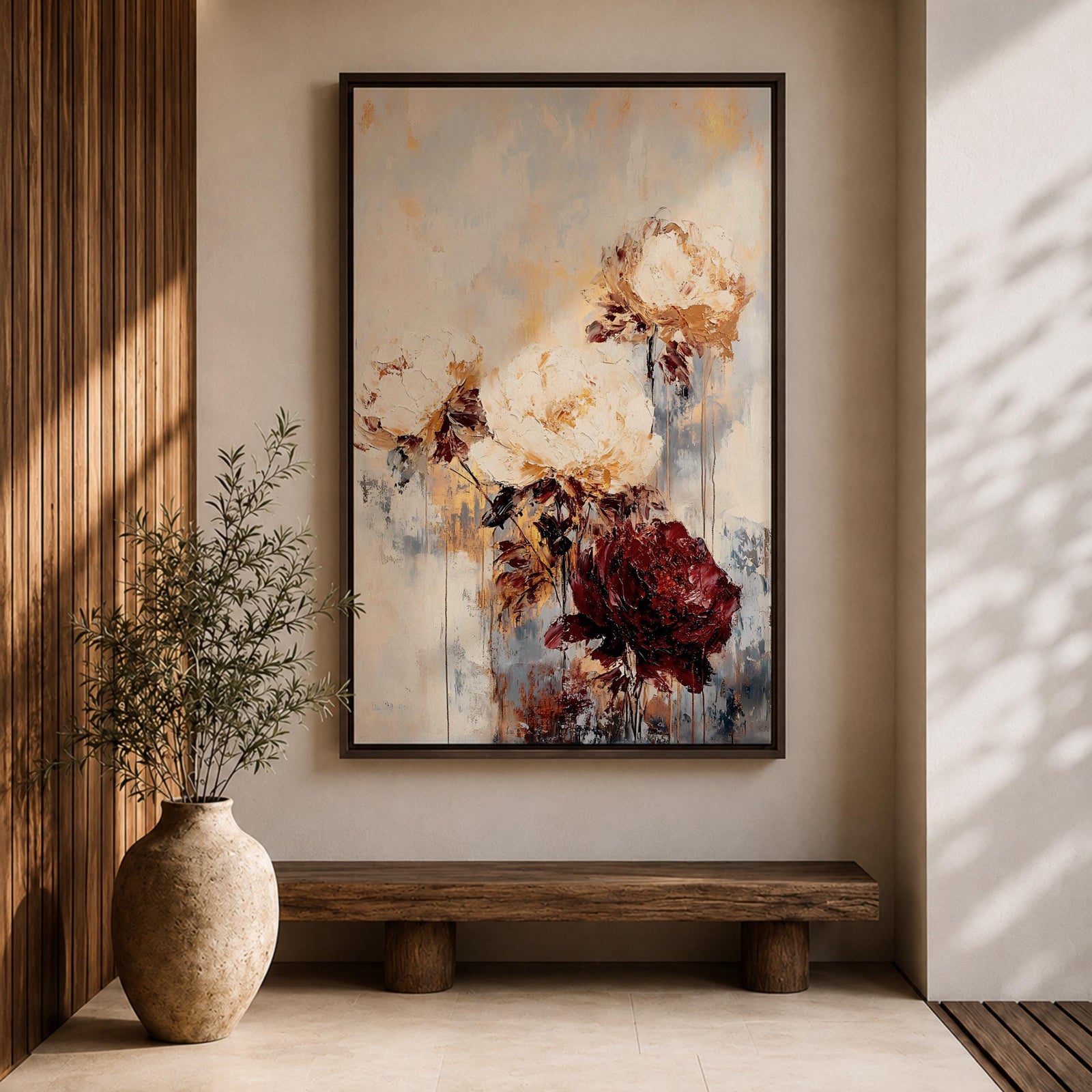 Peony Flowers Floral Wall Art Peonies Abstract Wedding Anniversary Gift Living Room Home Decor