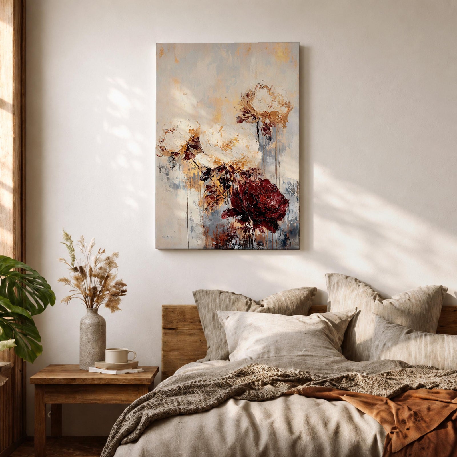 Peony Flowers Floral Wall Art Peonies Abstract Wedding Anniversary Gift Living Room Home Decor