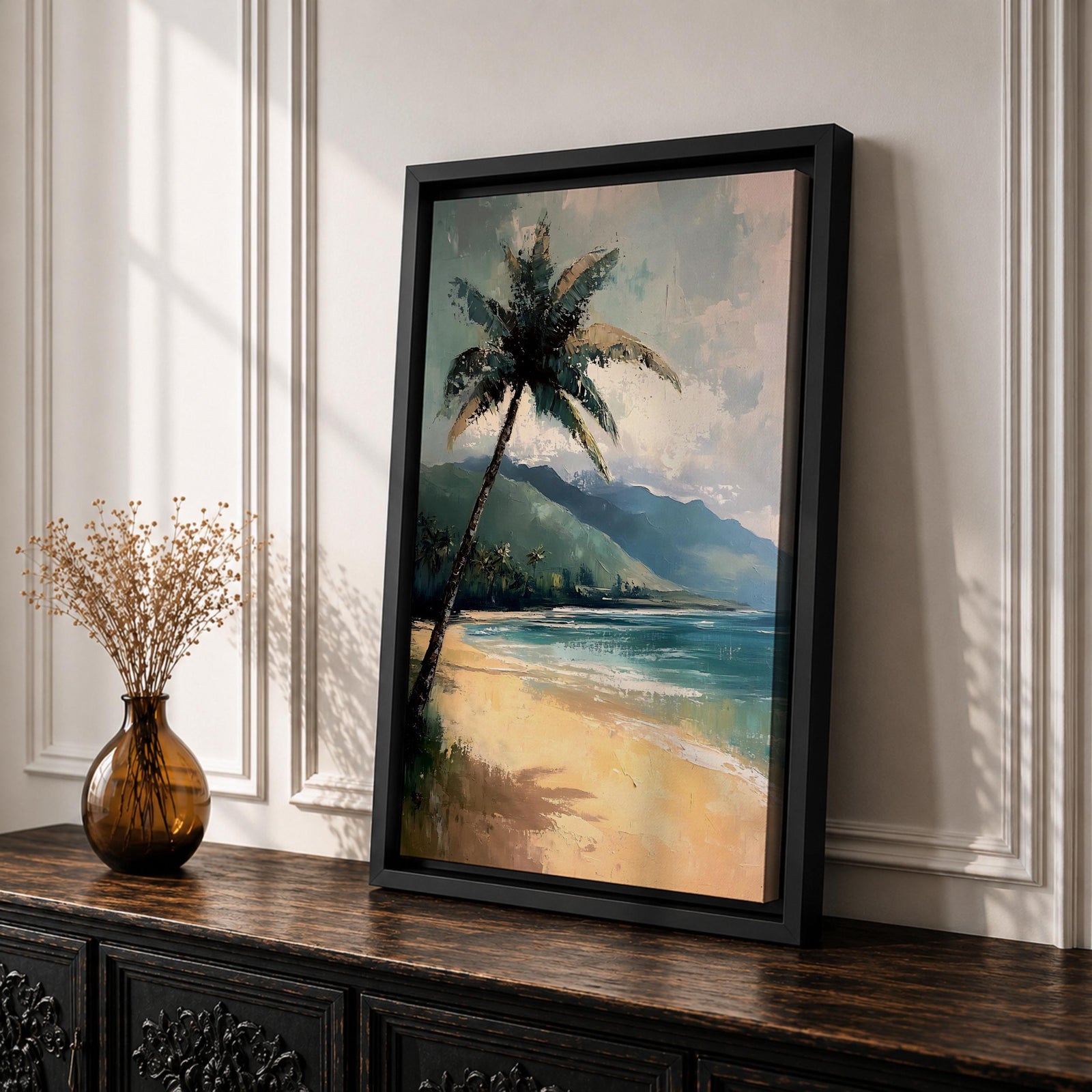 Palm Tree Coastal Tropical Wall Art Seaside Beach Nature Gift Living Room Home Decor
