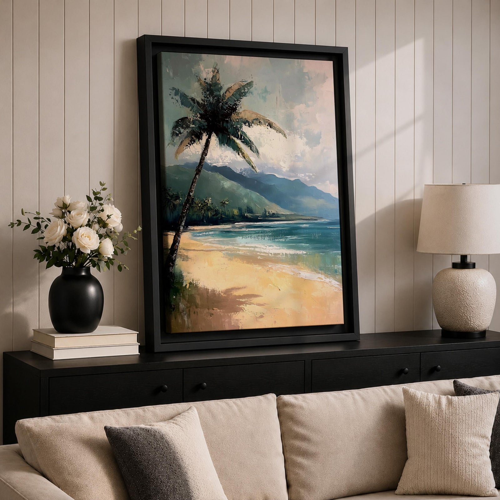 Palm Tree Coastal Tropical Wall Art Seaside Beach Nature Gift Living Room Home Decor