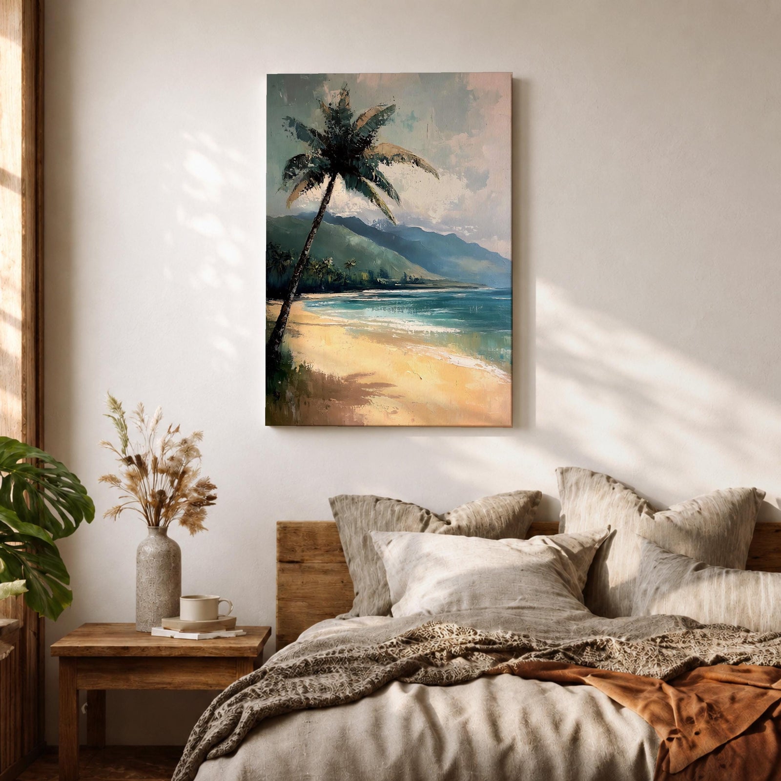 Palm Tree Coastal Tropical Wall Art Seaside Beach Nature Gift Living Room Home Decor