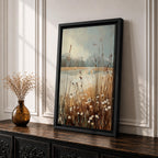 Daisies Meadow Wall Art Wildflower Field Lake Shore Nature Gift Living Room Home Decor