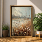 Daisies Meadow Wall Art Wildflower Field Lake Shore Nature Gift Living Room Home Decor